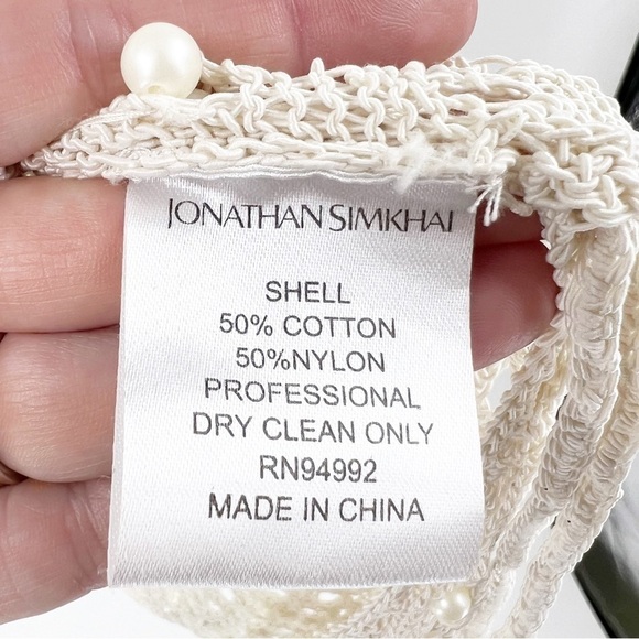 ✅ JONATHAN SIMKHAI Cage Pearl Sweater CREAM FULLY BEADED RETAIL $695 SIZE SMALL - Picture 4 of 7